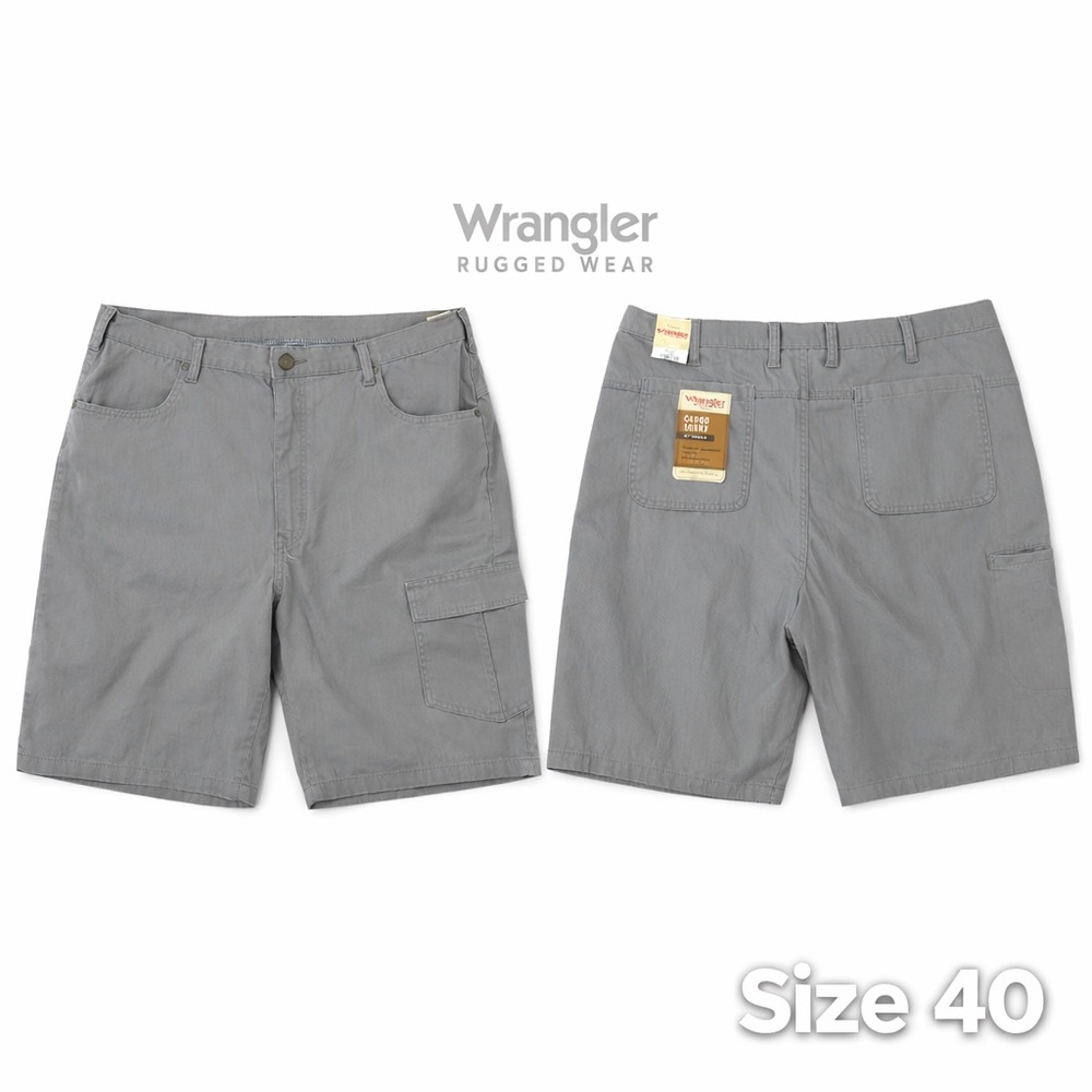 Wrangler Rugged Wear Cargo Shorts New men’s Size 40 Gray  10” Inseam gorpcore